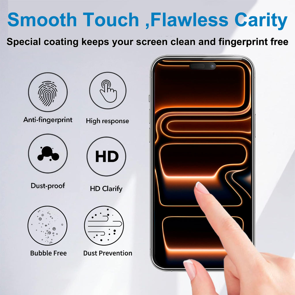 Zengdainm 2+2 Pack Screen Protector for iPhone 17 Pro Max 6.9 Inch 2026 with Camera Lens Protector, Tempered Glass with Easy Installation , Anti-glare