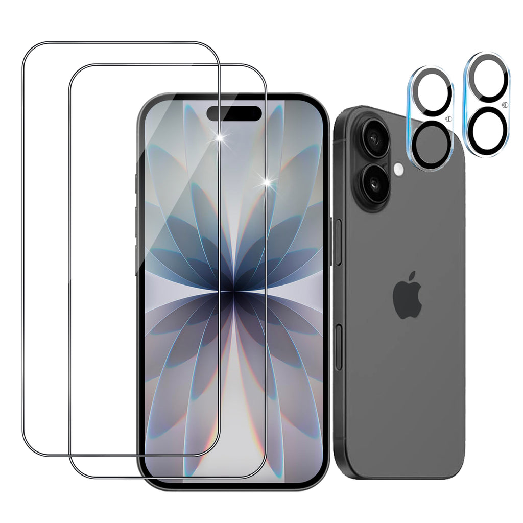 2+2 Pack Screen Protector for iPhone 17 6.3 Inch 2025 with Camera Lens Protector, Tempered Glass with Easy Installation , Anti-glare, Smooth Touch, Feel as Silk