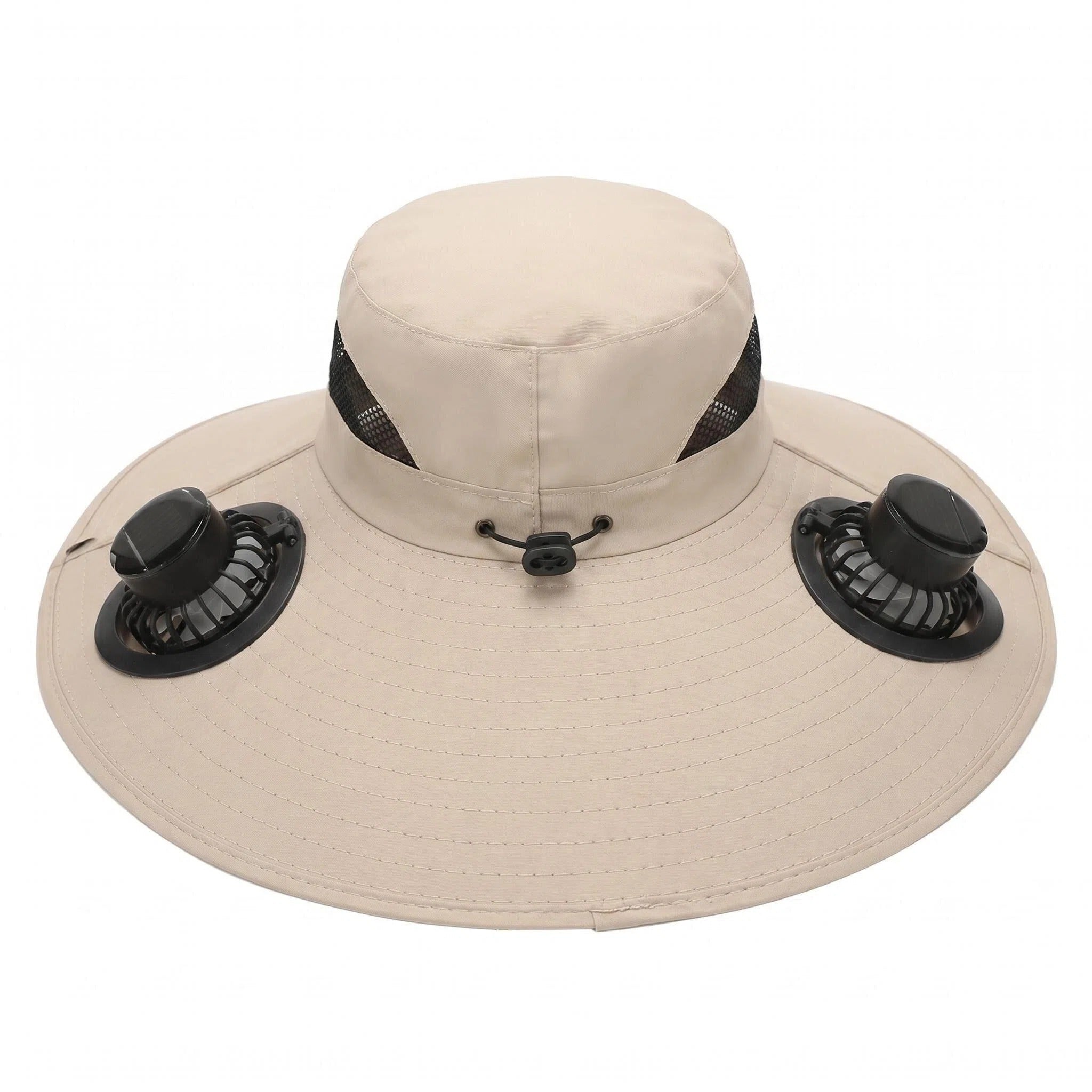 Zengdainm Hat with Fan, Solar Fan Hat, 3-Speed Wind Speed, Big Brim, Breathable and Sweat Proof, Adjustable Fan, USB Charging, Khaki