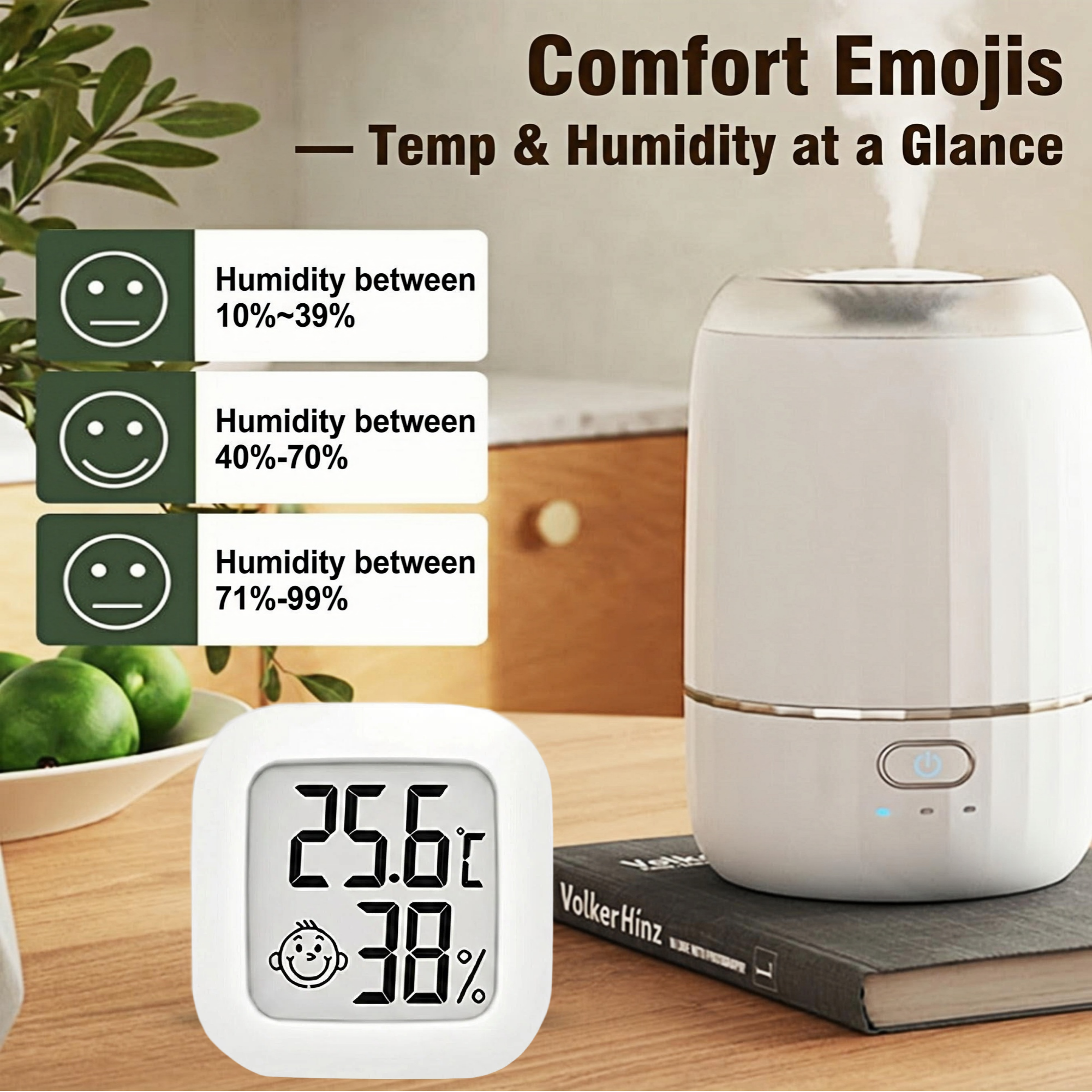 Zengdainm Thermometer, Hygrometer, Digital Electronic Thermohygrometers, Indoor Thermohygrometers with Temperature and Humidity Monitor