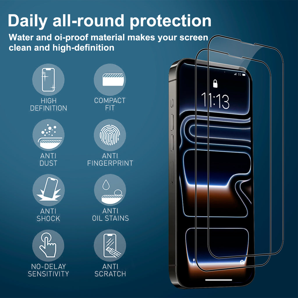 iPhone 17 Pro Screen Protector with Camera Lens Protector, Top 9H+ Tempered Glass, Full Edge Coverage, Ultra Durable