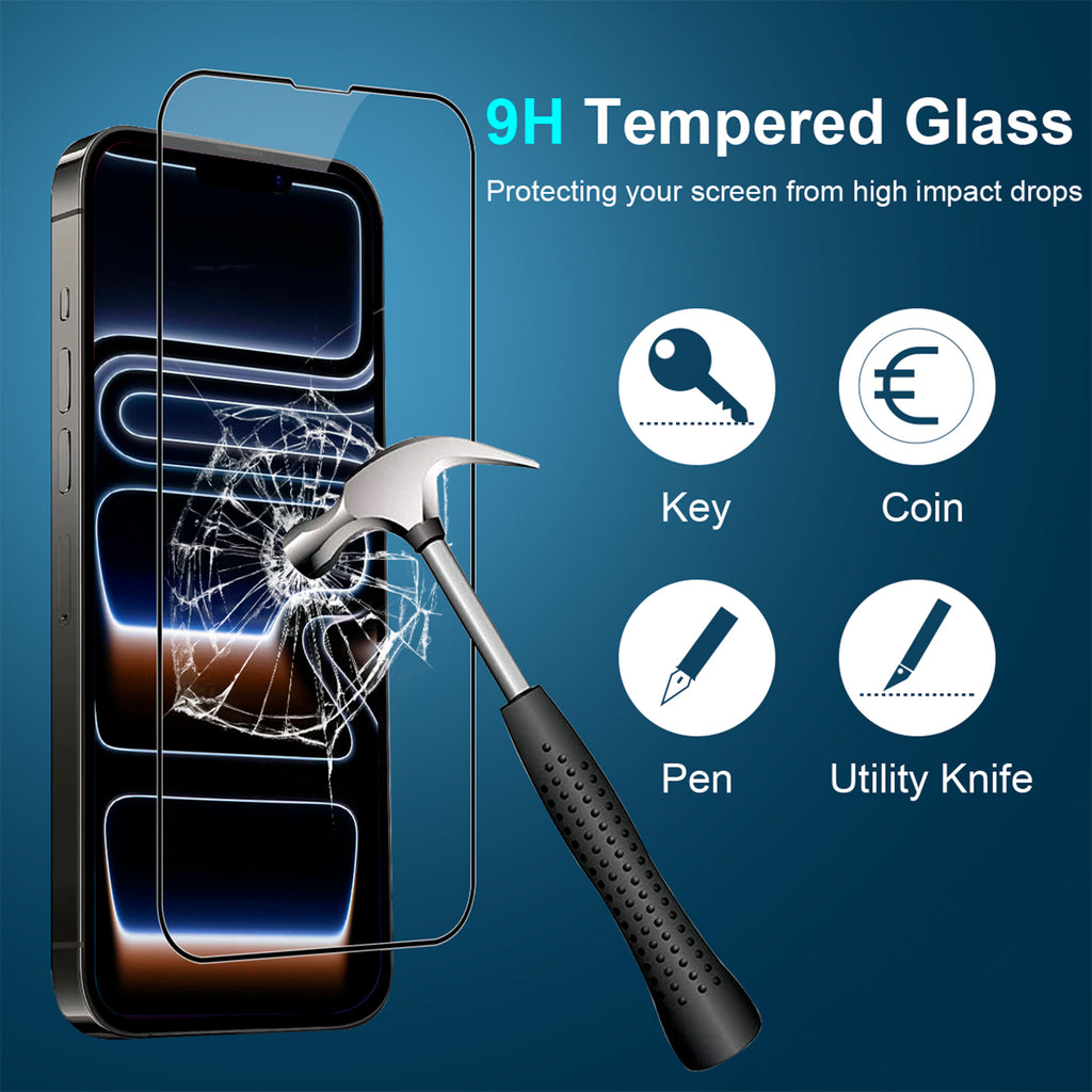 iPhone 17 Pro Max Screen Protector with Camera Lens Protector, [Military Grade Shatterproof], Top 9H+ Tempered Glass, Full Edge Coverage, Ultra Durable [2+2 Pack]
