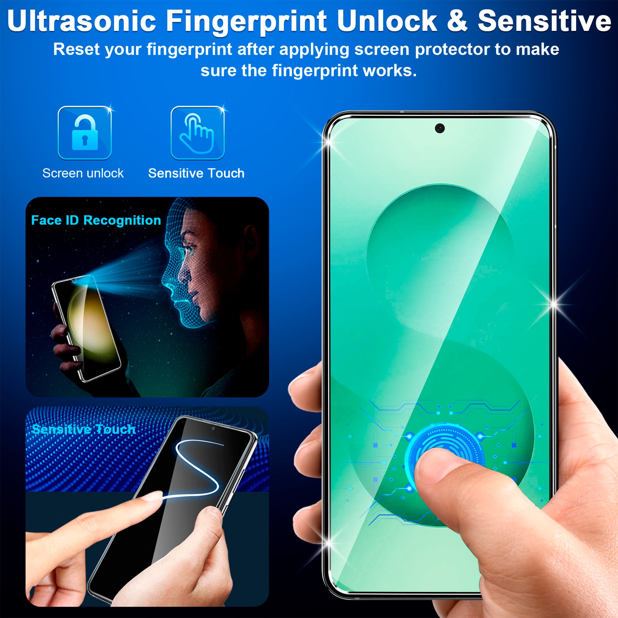 2 Pack Screen Protector for Samsung Galaxy S26 6.3 Inch, 9H Tempered Glass, Ultrasonic Fingerprint Unlock, Case Friendly Tempered Glass Screen Protector for Samsung Galaxy S26