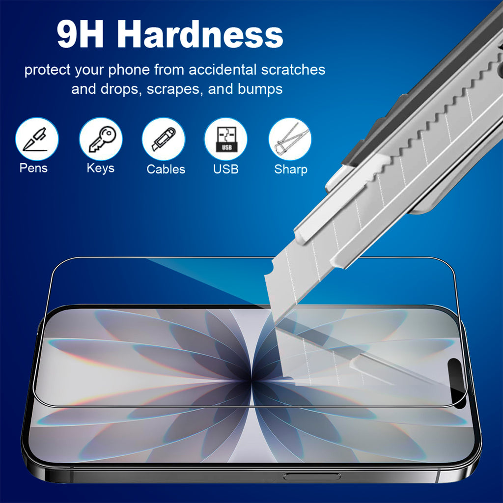 2+2 Pack Screen Protector for iPhone 17 6.3 Inch 2025 with Camera Lens Protector, Tempered Glass with Easy Installation , Anti-glare, Smooth Touch, Feel as Silk