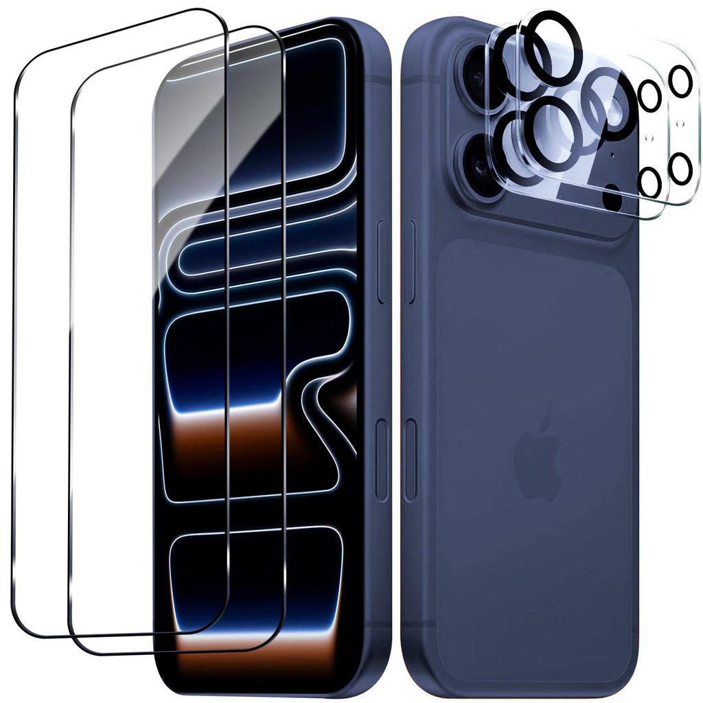 iPhone 17 Pro Screen Protector with Camera Lens Protector, Top 9H+ Tempered Glass, Full Edge Coverage, Ultra Durable