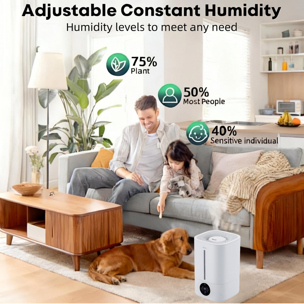 Zengdainm Humidifier, Mini Desktop Humidifier, Mechanical and Remote Control, Low Noise 20-40dB, 4L, 45-90% Humidity Control, White