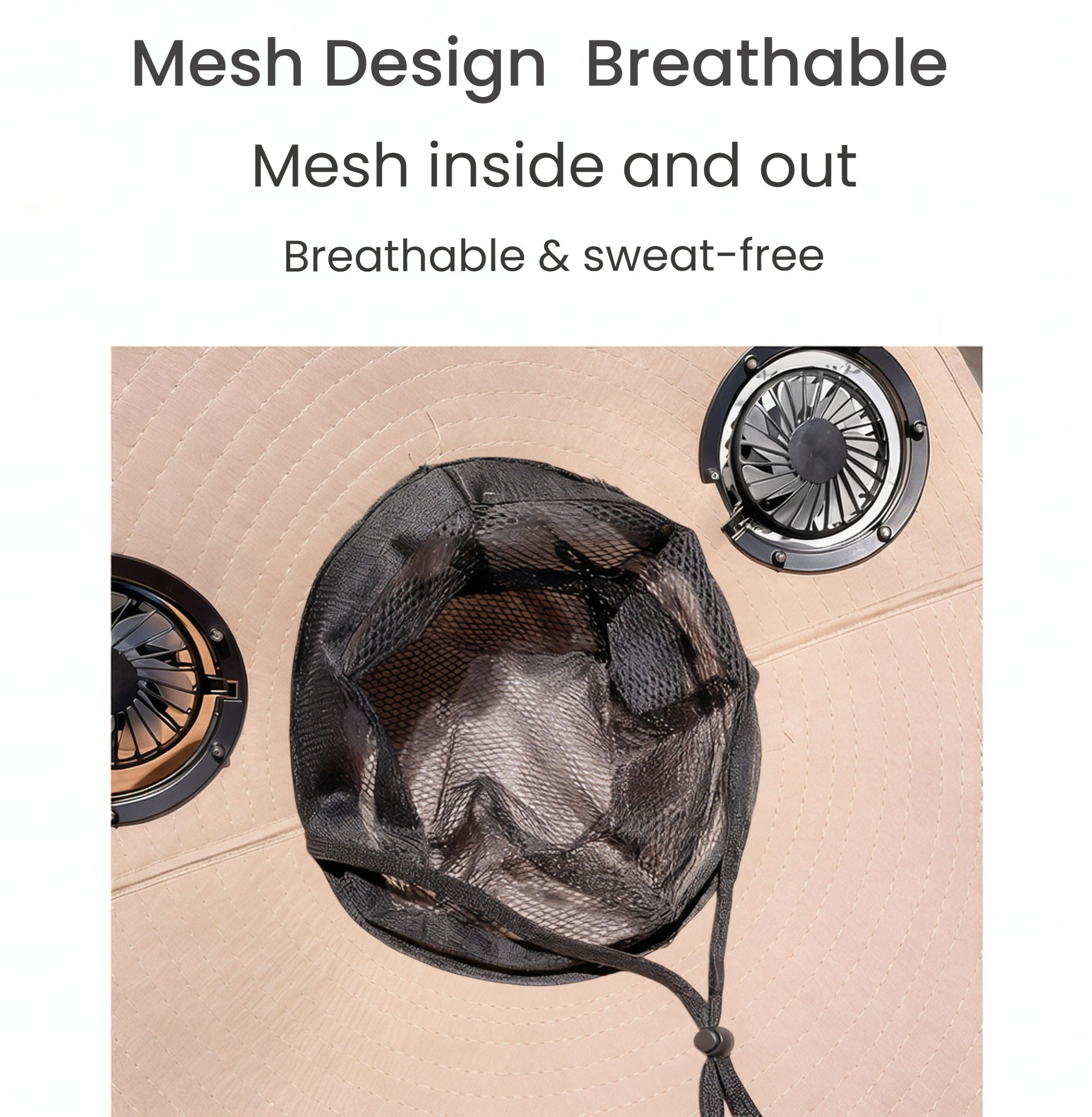 Zengdainm Hat with Fan, Solar Fan Hat, 3-Speed Wind Speed, Big Brim, Breathable and Sweat Proof, Adjustable Fan, USB Charging, Khaki