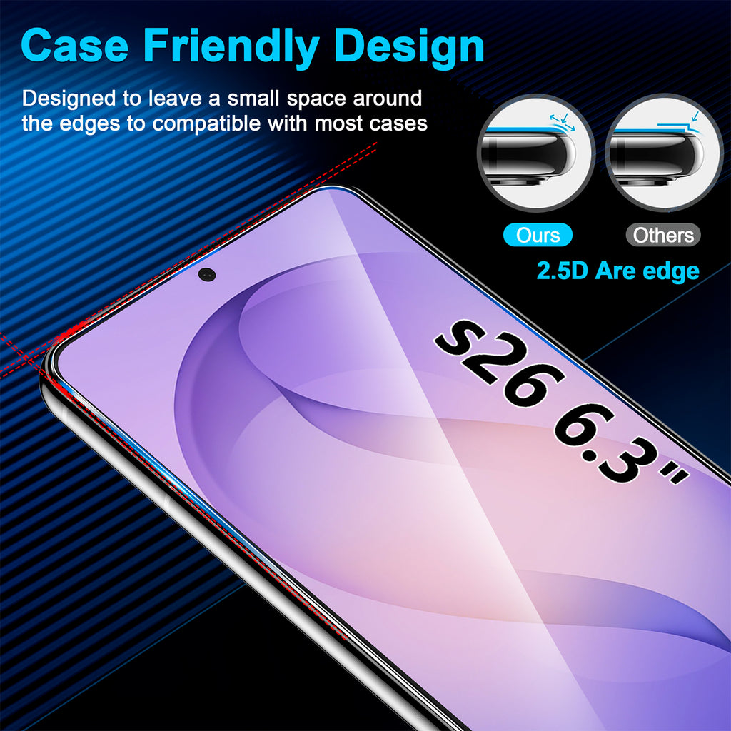 Zengdainm 2-Pack Samsung Galaxy S26 Screen Protector, Tempered Glass for S26, Sensitive Touch & Fingerprint Unlock, Anti-Scratch Case Friendly Bubble Free Easy Install