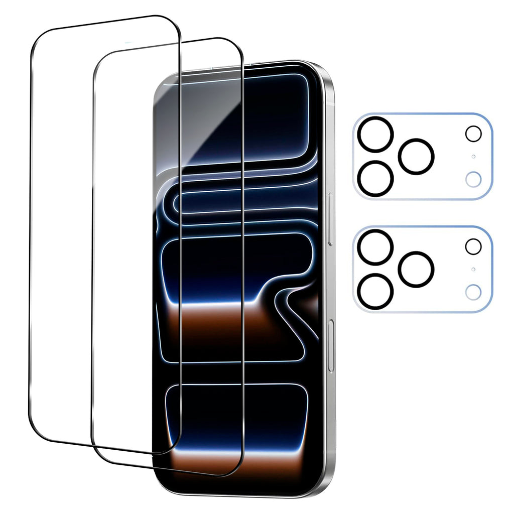 iPhone 17 Pro Max Screen Protector with Camera Lens Protector, [Military Grade Shatterproof], Top 9H+ Tempered Glass, Full Edge Coverage, Ultra Durable [2+2 Pack]