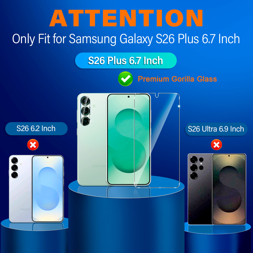 Zengdainm 2 Pack Screen Protector for Samsung Galaxy S26 Plus 6.9 inch, 9H Tempered Glass, Ultrasonic Fingerprint Unlock, Case Friendly Tempered Glass Screen Protector