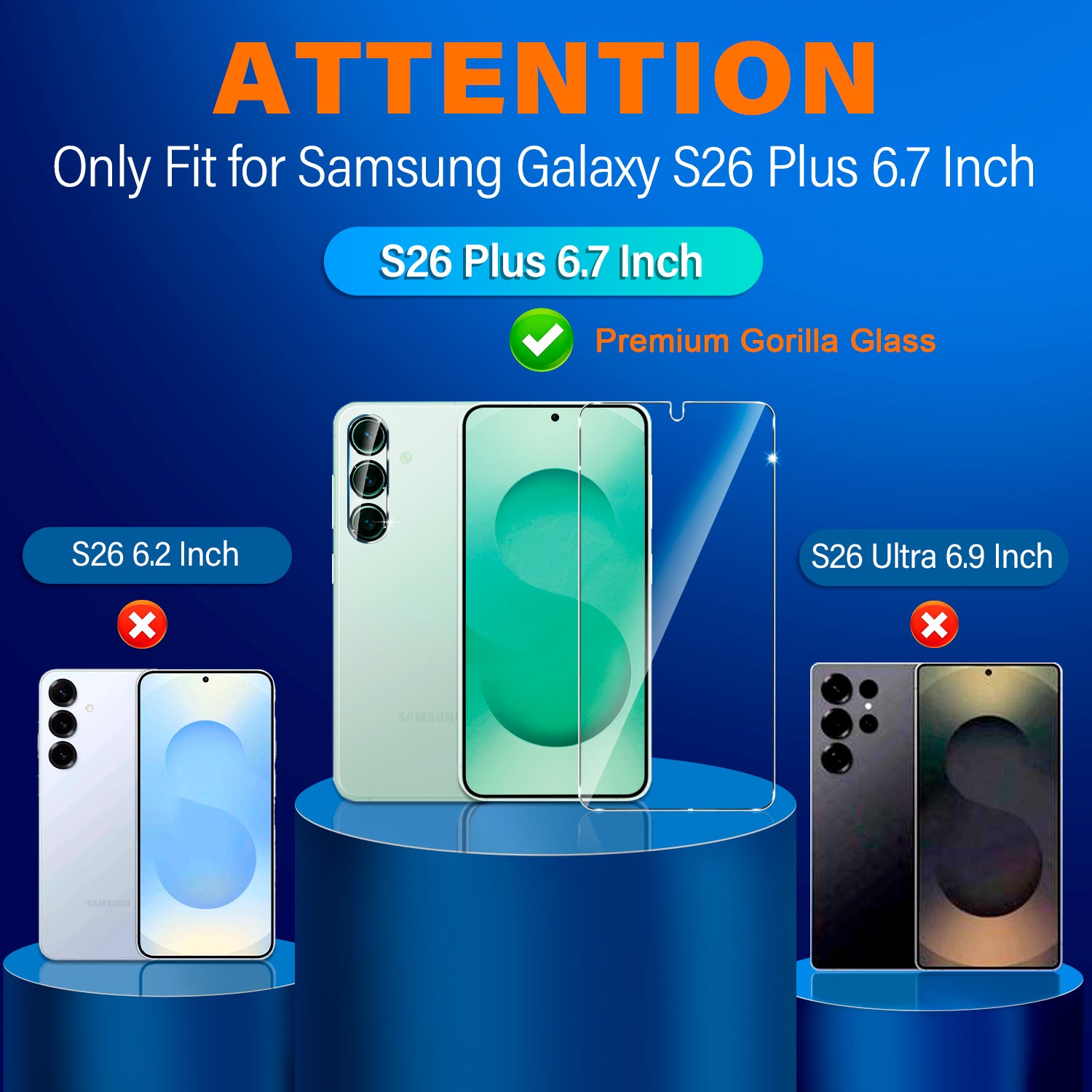 Zengdainm 2 Pack Screen Protector for Samsung Galaxy S26 Plus 6.9 inch, 9H Tempered Glass, Ultrasonic Fingerprint Unlock, Case Friendly Tempered Glass Screen Protector
