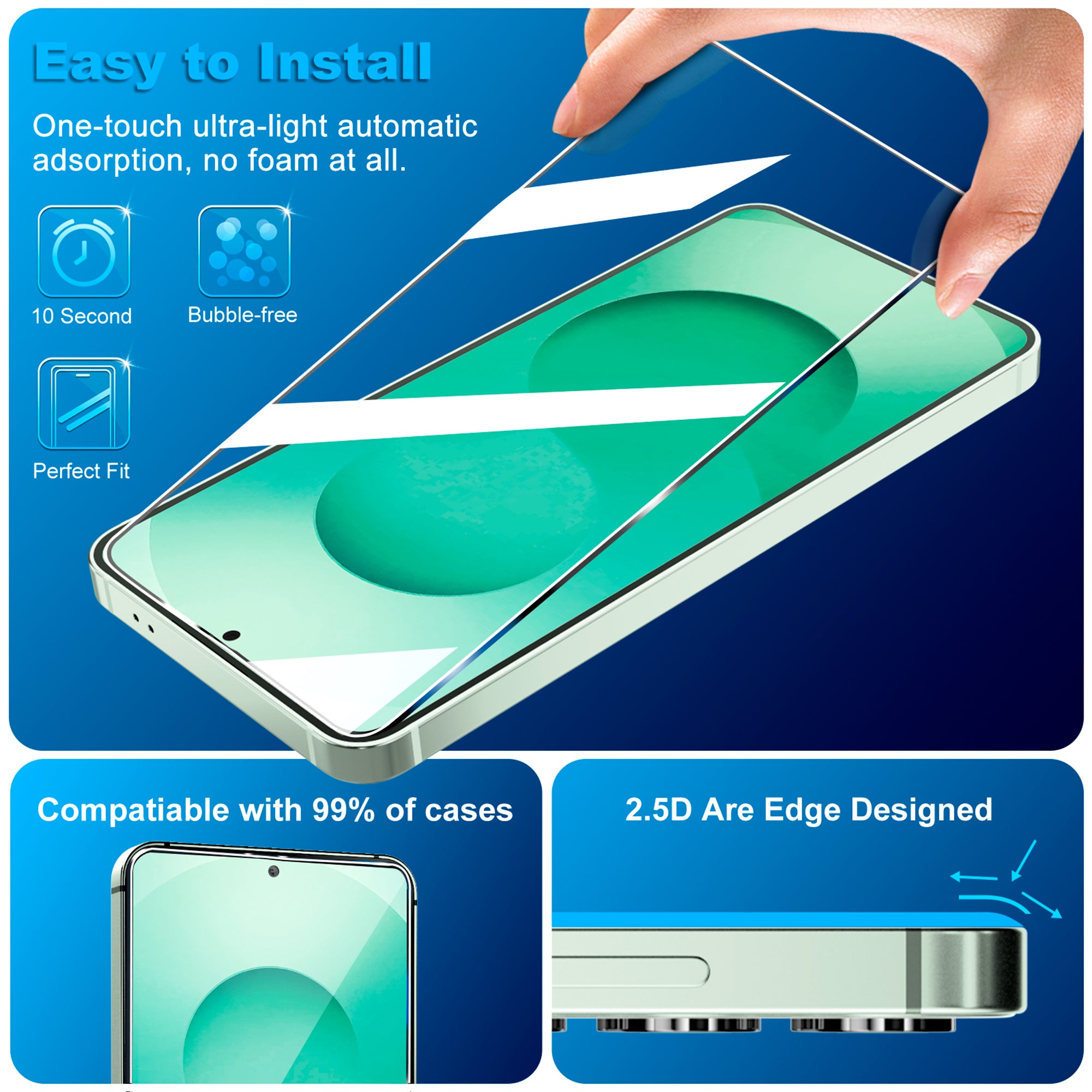2 Pack Screen Protector for Samsung Galaxy S26 6.3 Inch, 9H Tempered Glass, Ultrasonic Fingerprint Unlock, Case Friendly Tempered Glass Screen Protector for Samsung Galaxy S26