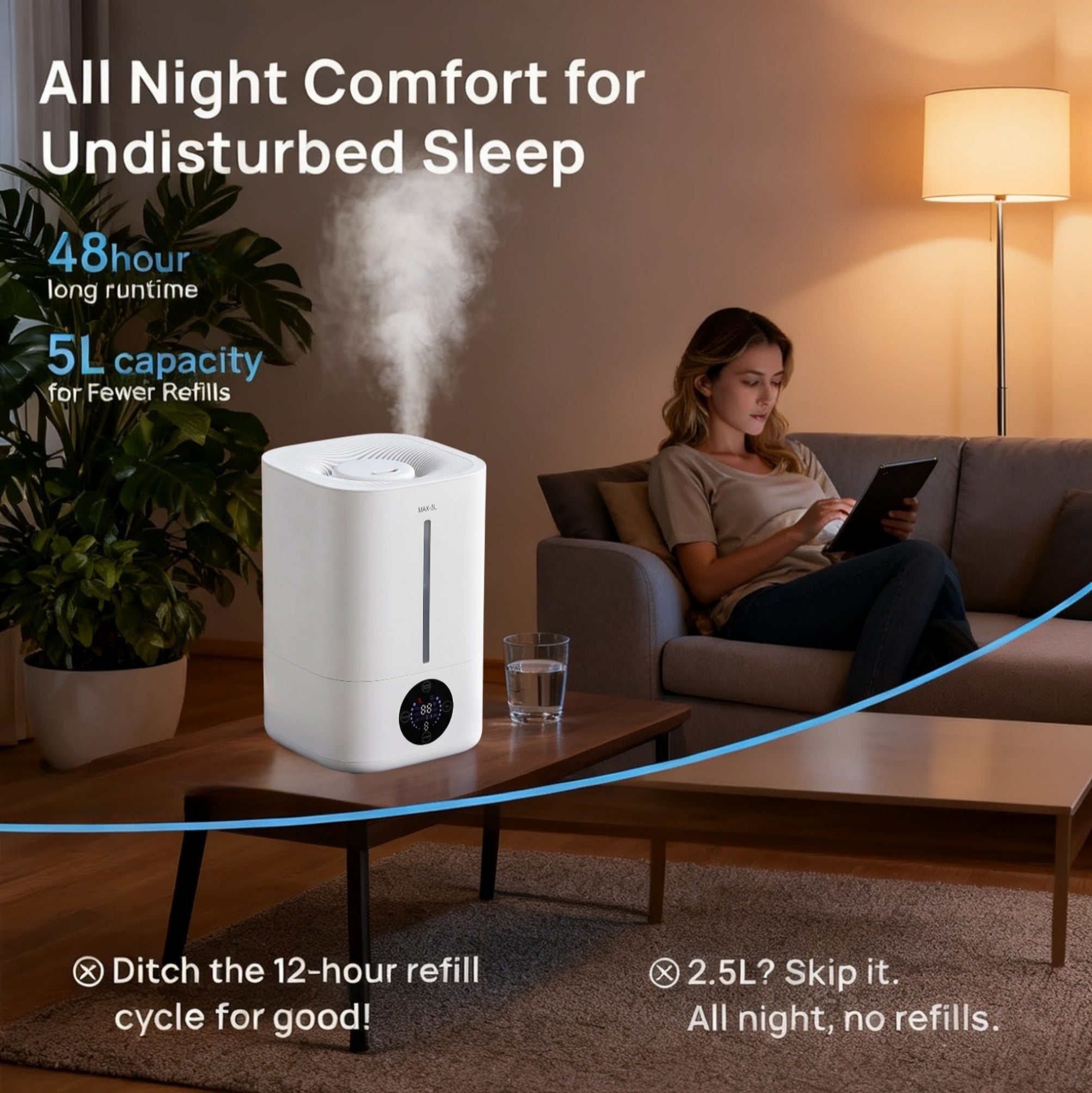 Zengdainm Humidifier, Mini Desktop Humidifier, Mechanical and Remote Control, Low Noise 20-40dB, 4L, 45-90% Humidity Control, White