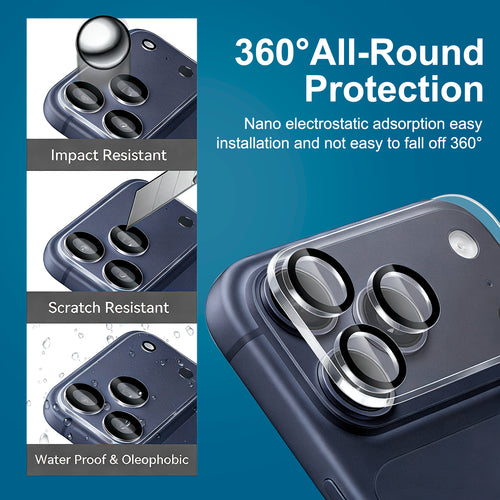 iPhone 17 Pro Max Screen Protector with Camera Lens Protector, [Military Grade Shatterproof], Top 9H+ Tempered Glass, Full Edge Coverage, Ultra Durable [2+2 Pack]