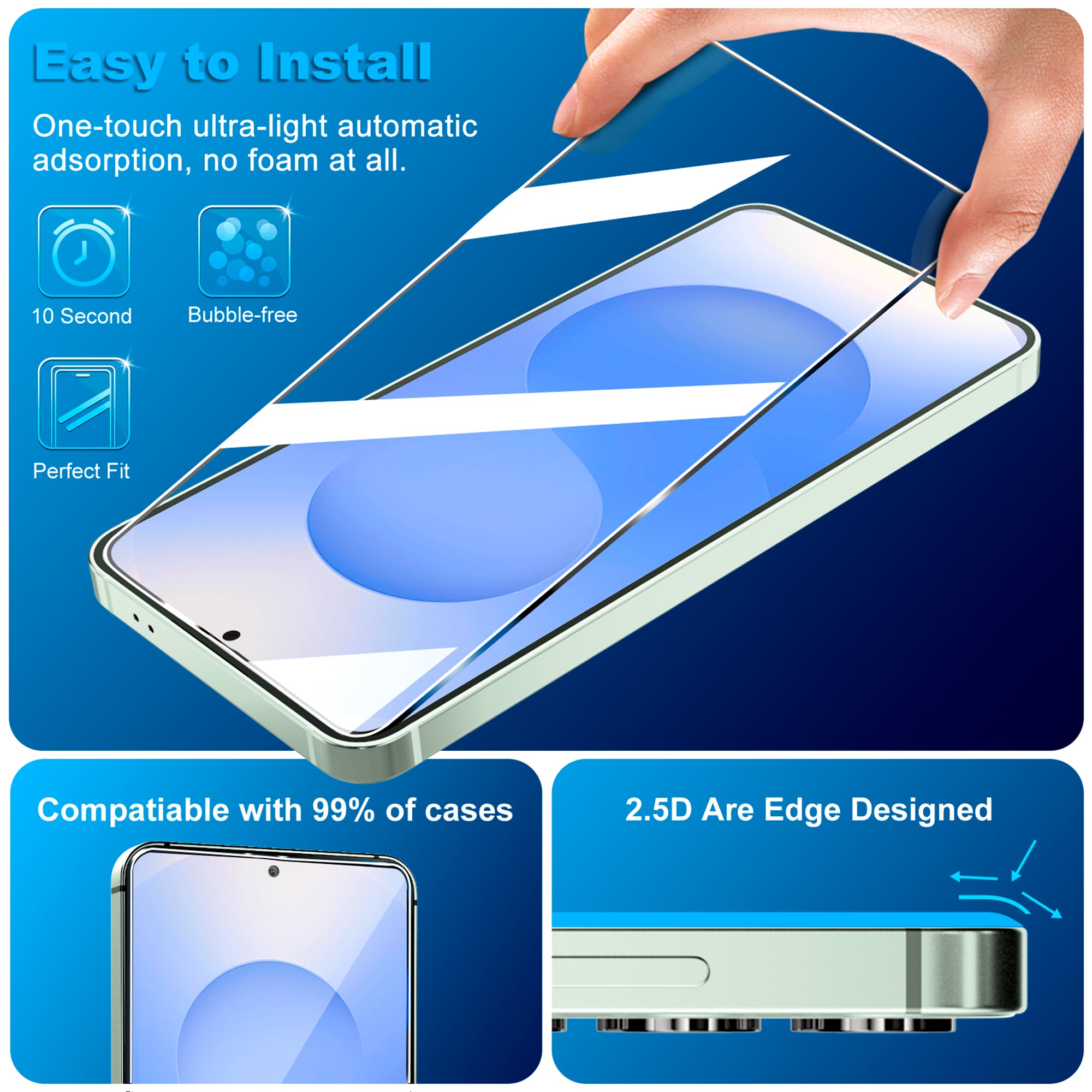 Zengdainm 2 Pack Screen Protector for Samsung Galaxy S26 Plus 6.9 inch, 9H Tempered Glass, Ultrasonic Fingerprint Unlock, Case Friendly Tempered Glass Screen Protector
