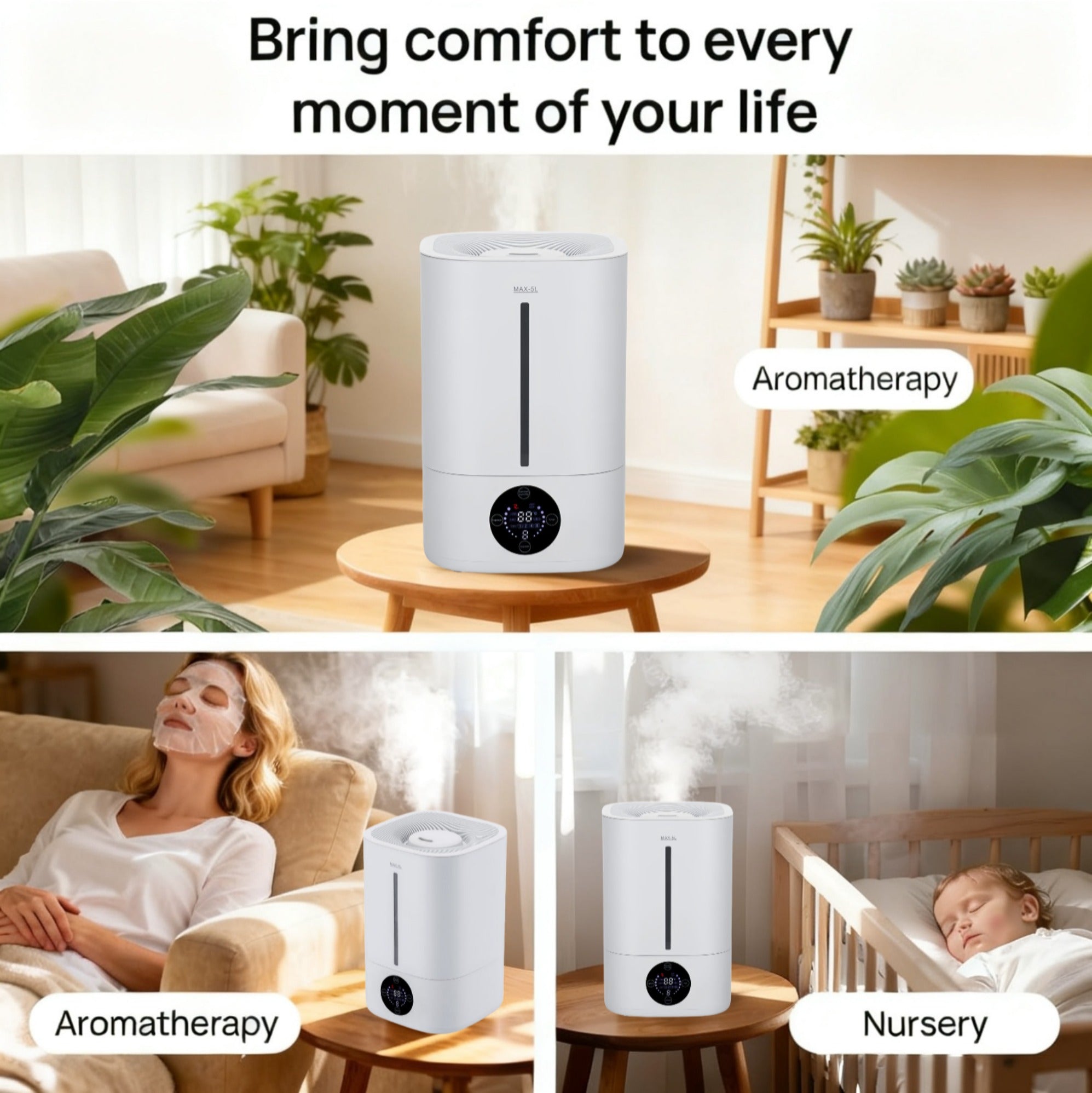 Zengdainm Humidifier, Mini Desktop Humidifier, Mechanical and Remote Control, Low Noise 20-40dB, 4L, 45-90% Humidity Control, White
