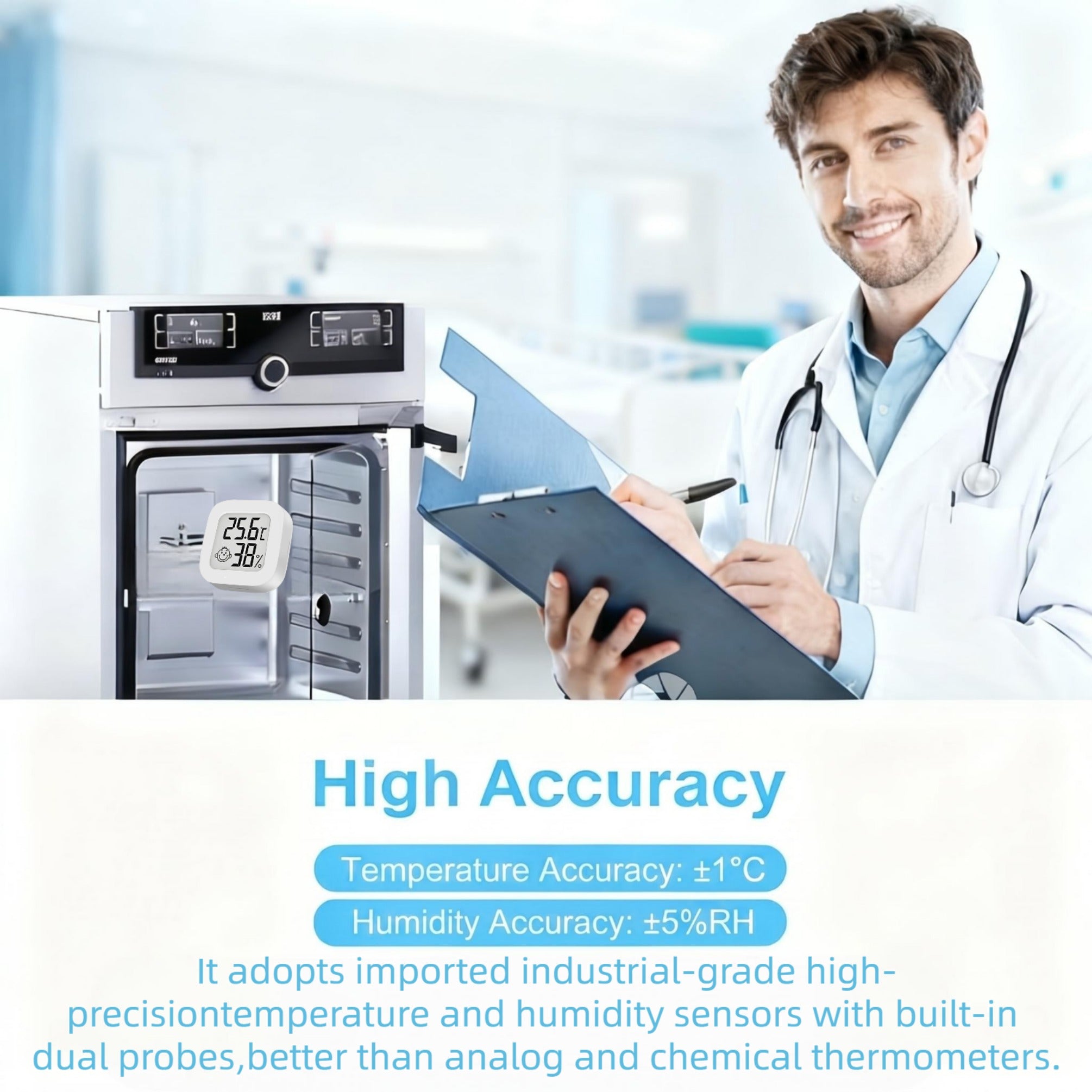 Zengdainm Thermometer, Hygrometer, Digital Electronic Thermohygrometers, Indoor Thermohygrometers with Temperature and Humidity Monitor
