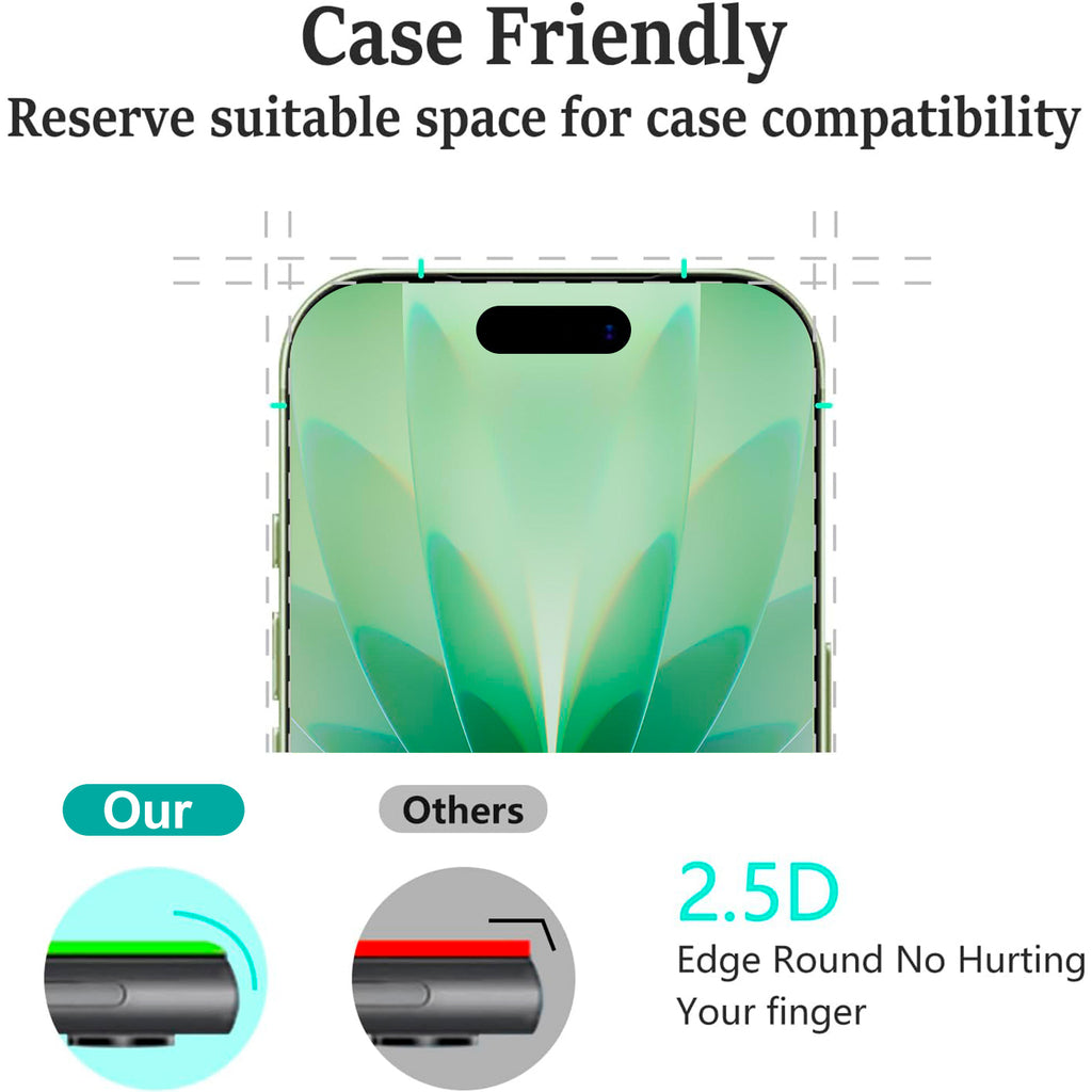 Zengdainm iPhone 17 Screen Protector with Camera Lens Protector, Top 9H+ Tempered Glass, Full Edge Coverage, Ultra Durable, 2+2 Pack