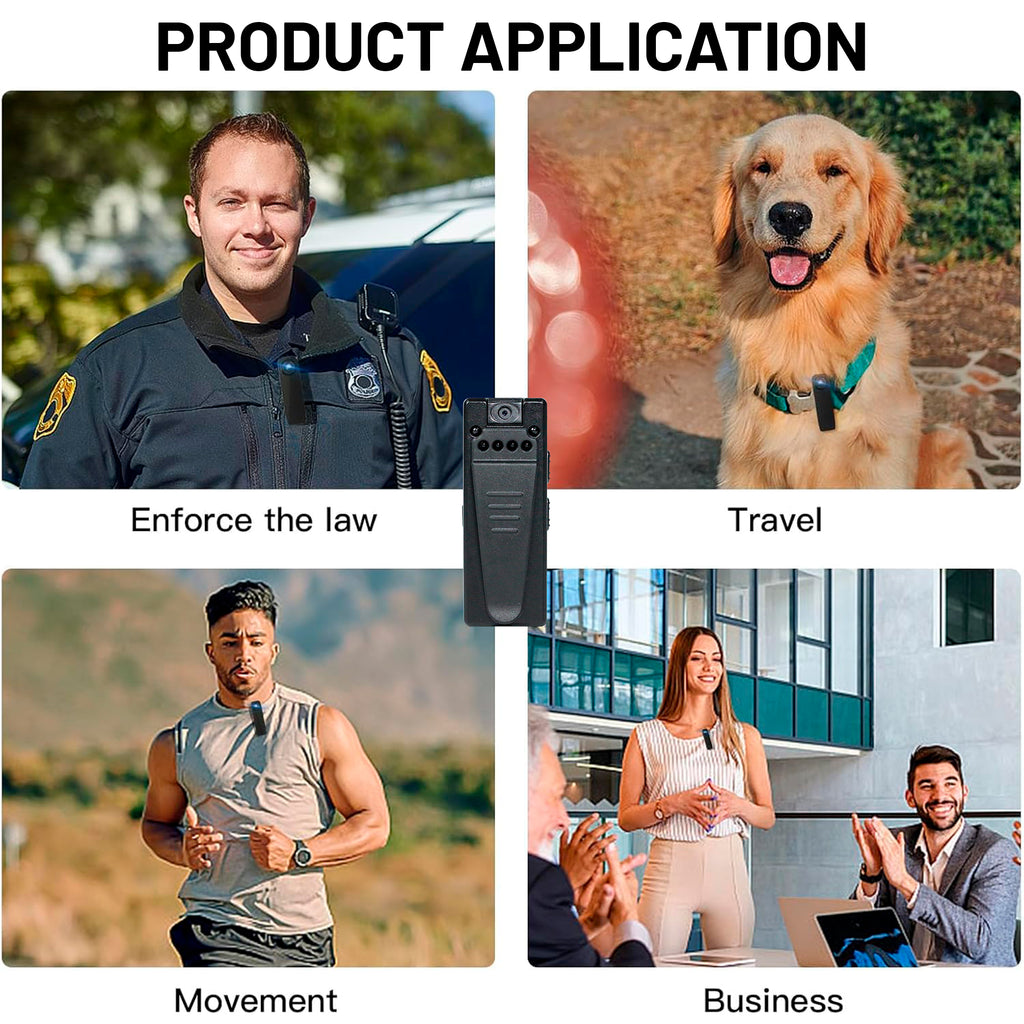 Zengdainm Body Camera, Body Cam with Audio & Video Recording, Wearable Personal Portable Cameras Recorder DV, with Night Vision Function