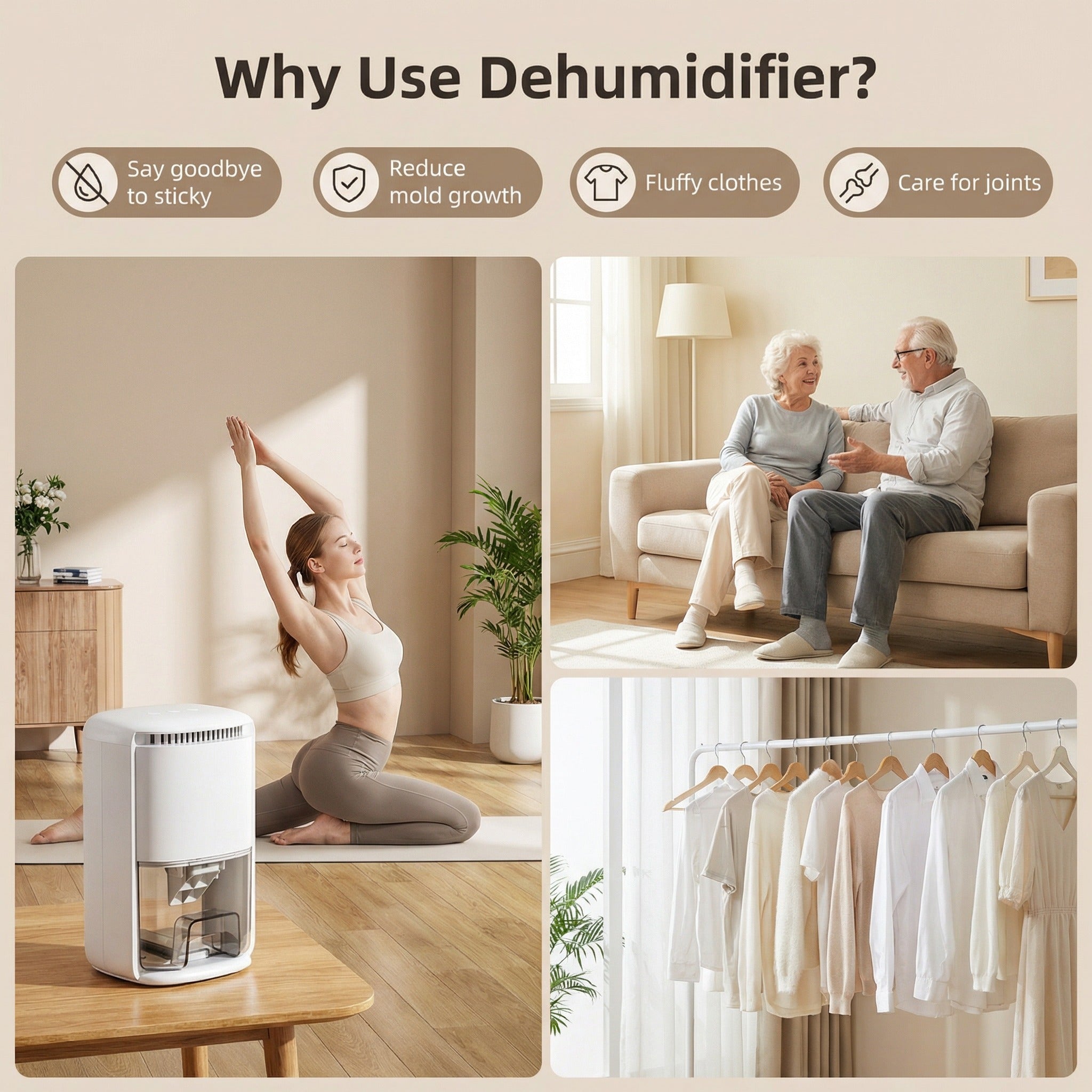 Zengdainm Dehumidifier, 40 OZ Small Dehumidifiers, Quiet with Auto Shut Off, Dehumidifiers for Bedroom (280 sq. ft), Bathroom, RV, Closet, White