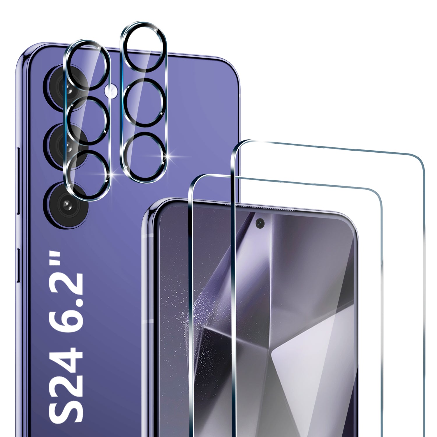 [2+2 Pack] for Samsung Galaxy S24 Screen Protector, 9H Tempered Glass, Ultrasonic Fingerprint Compatible, HD Clear Case Friendly for Samsung S24 Glass Screen Protector 5G