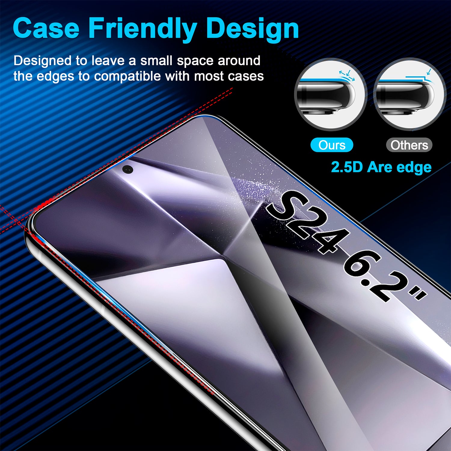 [2+2 Pack] for Samsung Galaxy S24 Screen Protector, 9H Tempered Glass, Ultrasonic Fingerprint Compatible, HD Clear Case Friendly for Samsung S24 Glass Screen Protector 5G